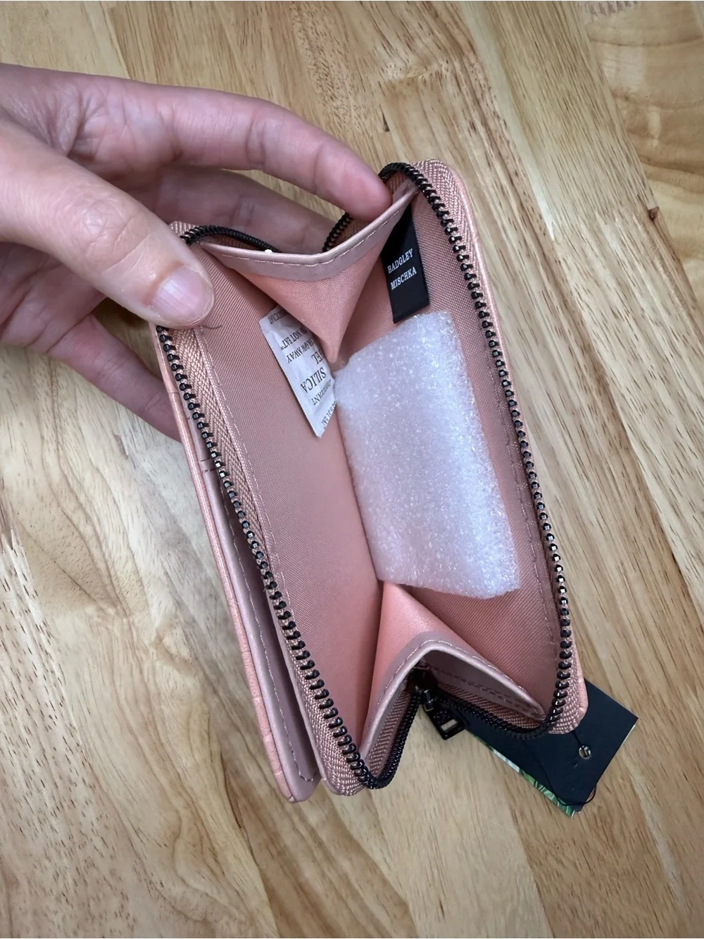 Badgley Mischka Croco Coin Purse Wallet Blush Pink Vegan Leather NWT $39